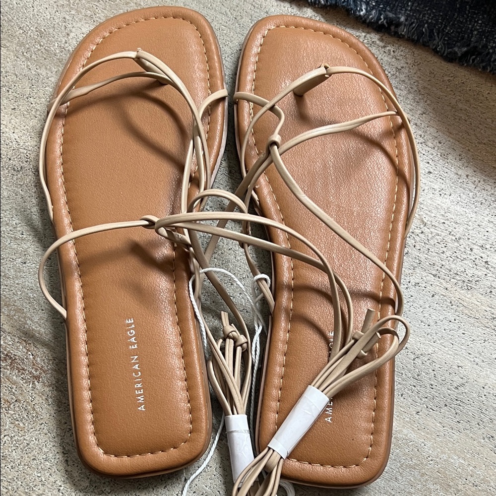 American Eagle Outfitters Light Brown Lace-Up Sandals